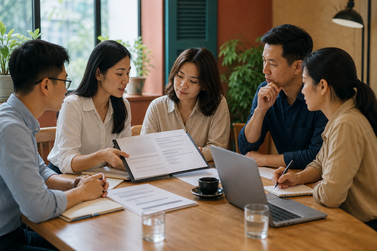 Hai bên trao đổi hồ sơ cho một kế hoạch hợp tác nội dung minh bạch
